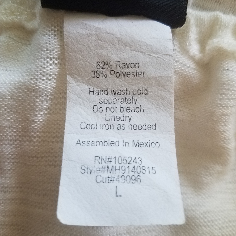 Bobeau Boho Lace Hem Cream Color Top Large - Picture 8 of 9